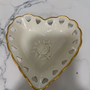 Lenox Heart-Shaped Porcelain Dish with Gold Trim